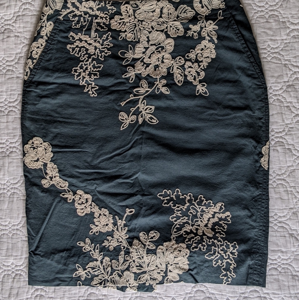 J. Crew Embroidered Pencil Skirt